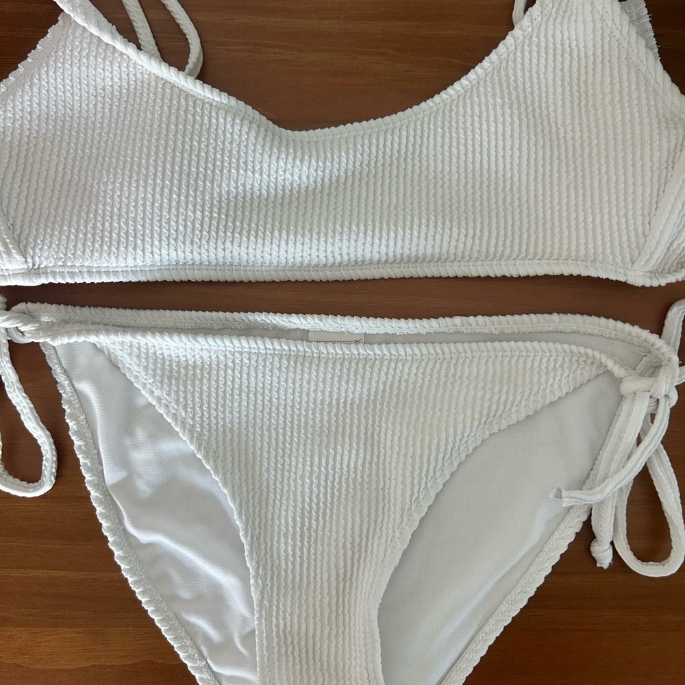 No Boundaries White Ribbed Bikini